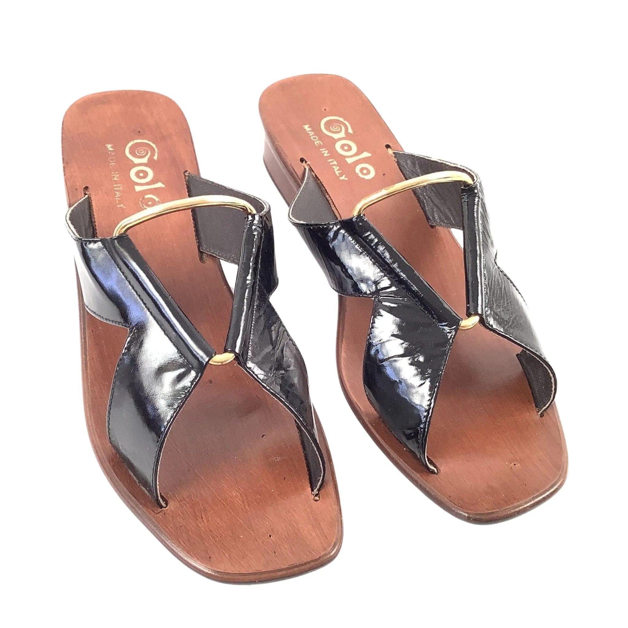 Black Leather Golo Sandals