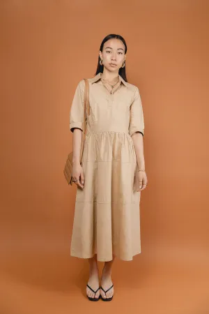 Brooke Long  Beige Shirt Dress
