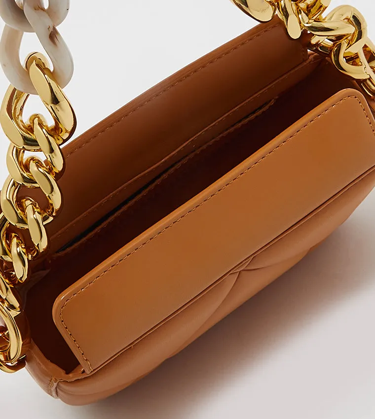 C&K Mini Danika Chunky Chain Paded Bag without Box Tan