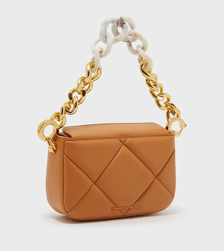 C&K Mini Danika Chunky Chain Paded Bag without Box Tan