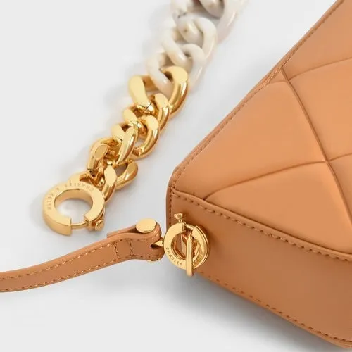 C&K Mini Danika Chunky Chain Paded Bag without Box Tan