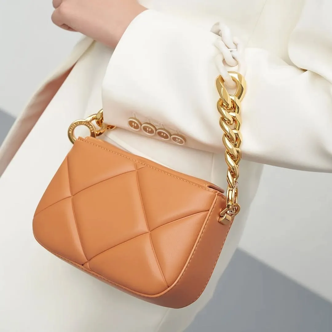 C&K Mini Danika Chunky Chain Paded Bag without Box Tan