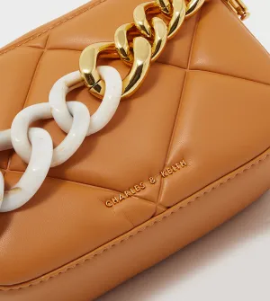 C&K Mini Danika Chunky Chain Paded Bag without Box Tan