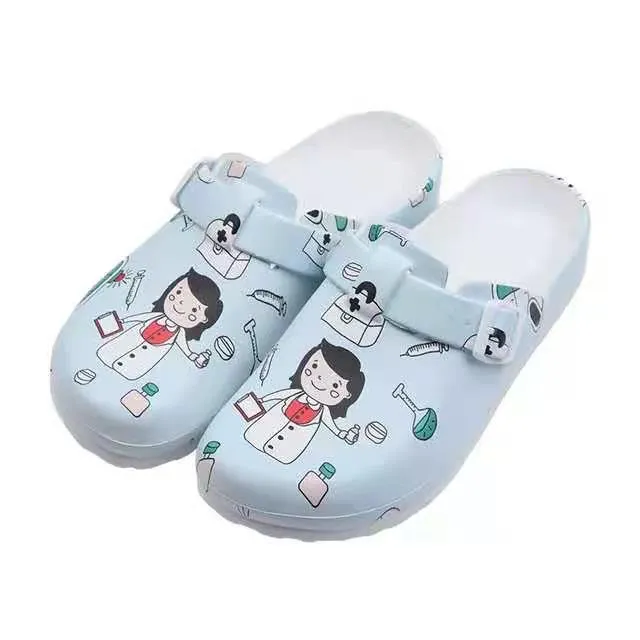 Cartoon Pattern Pillow Mules Slip On Shoes Soft Sole Buckle Belt Platform Casual Slides