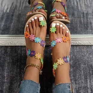 Colorful Butterfly Flat Sandals for Women