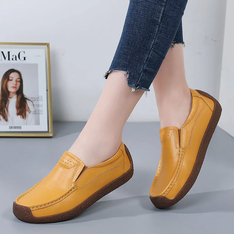 Comfort and Traction with Non-slip Cowhide Soft Bottom Women's Shoes