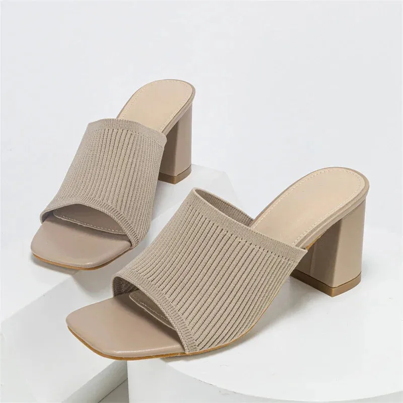Concise Square Chunky Heels Sandals