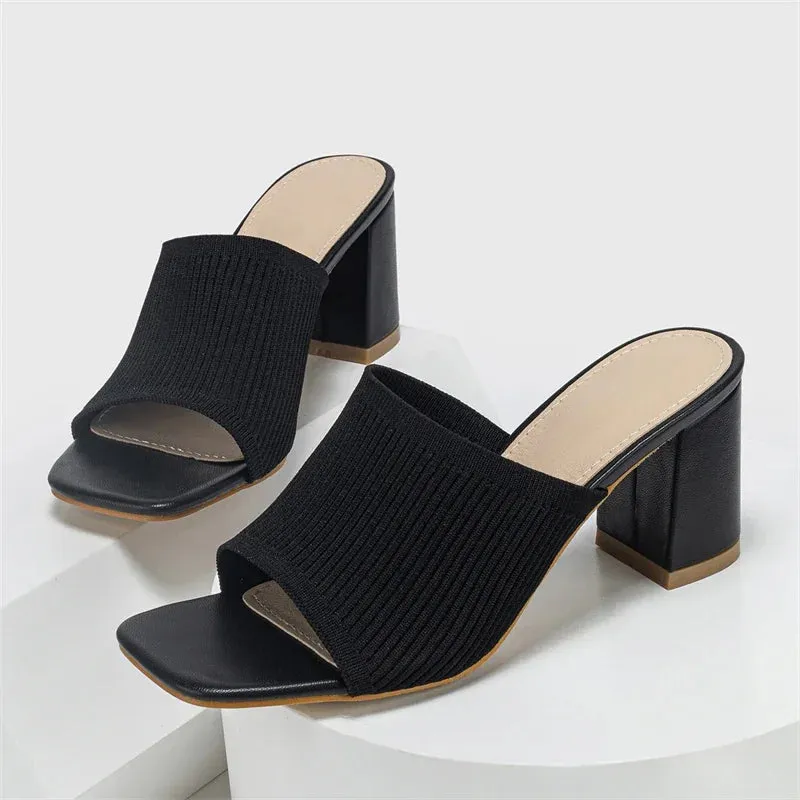 Concise Square Chunky Heels Sandals