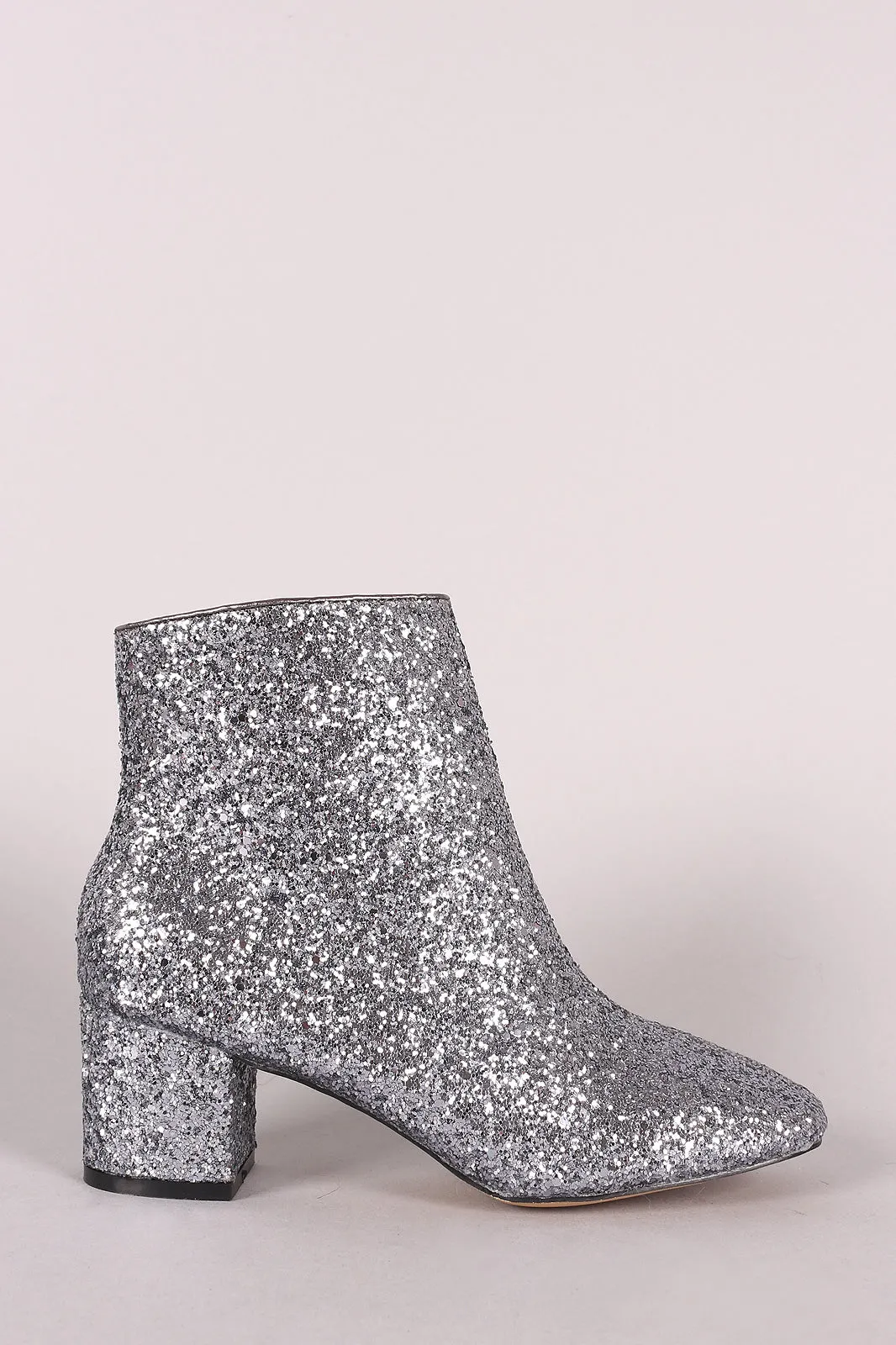 Glitter Block Heeled Ankle Boots