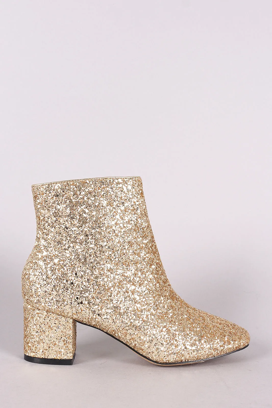 Glitter Block Heeled Ankle Boots