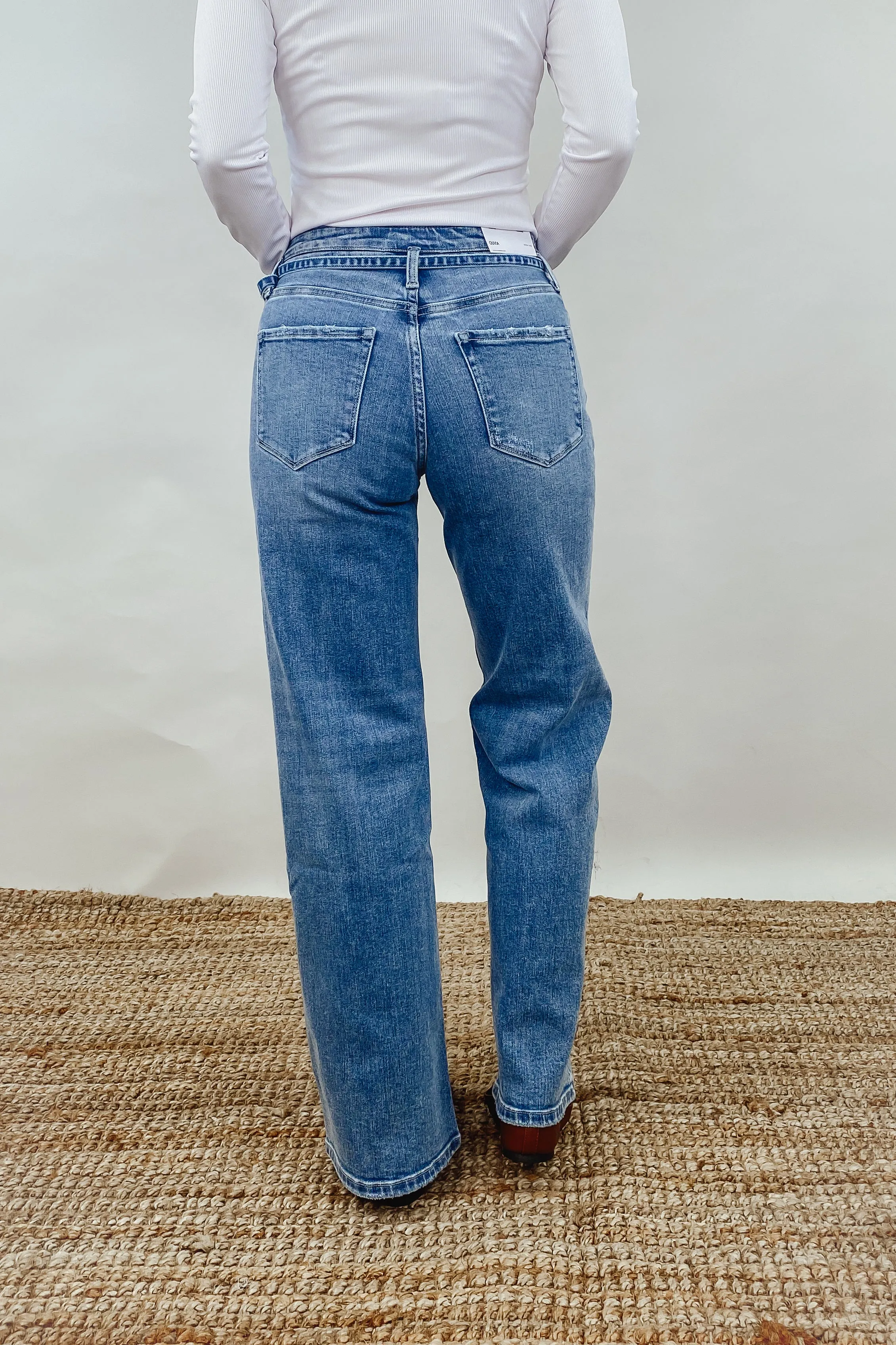 Good Vibes Belted Wide Jeans
