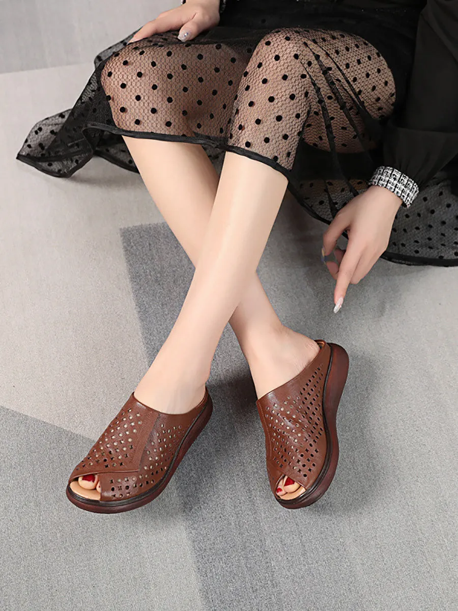 High Quality Leather Platform Wedge