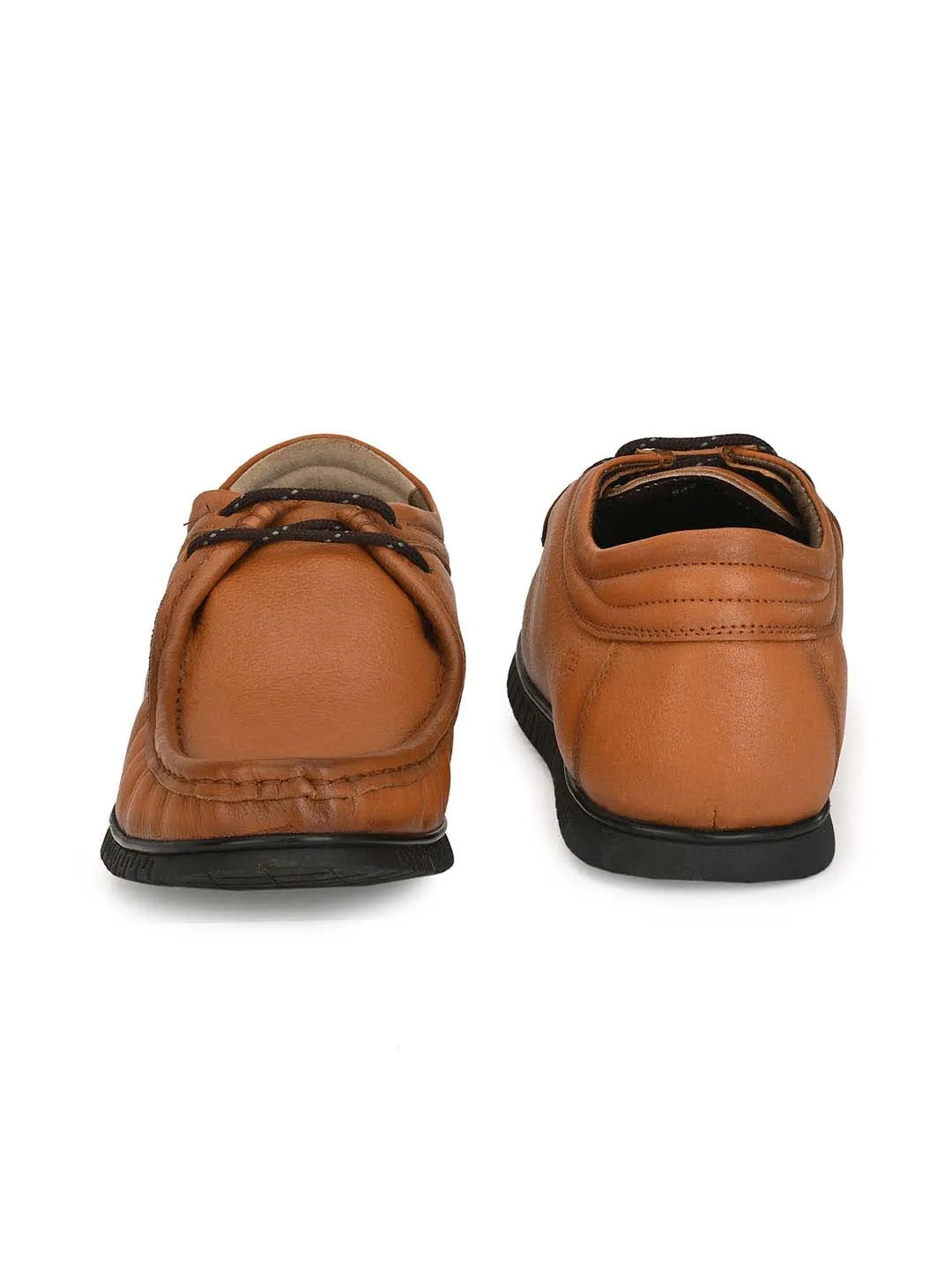 Hitz Men's Tan Leather Derby Comfort Shoes