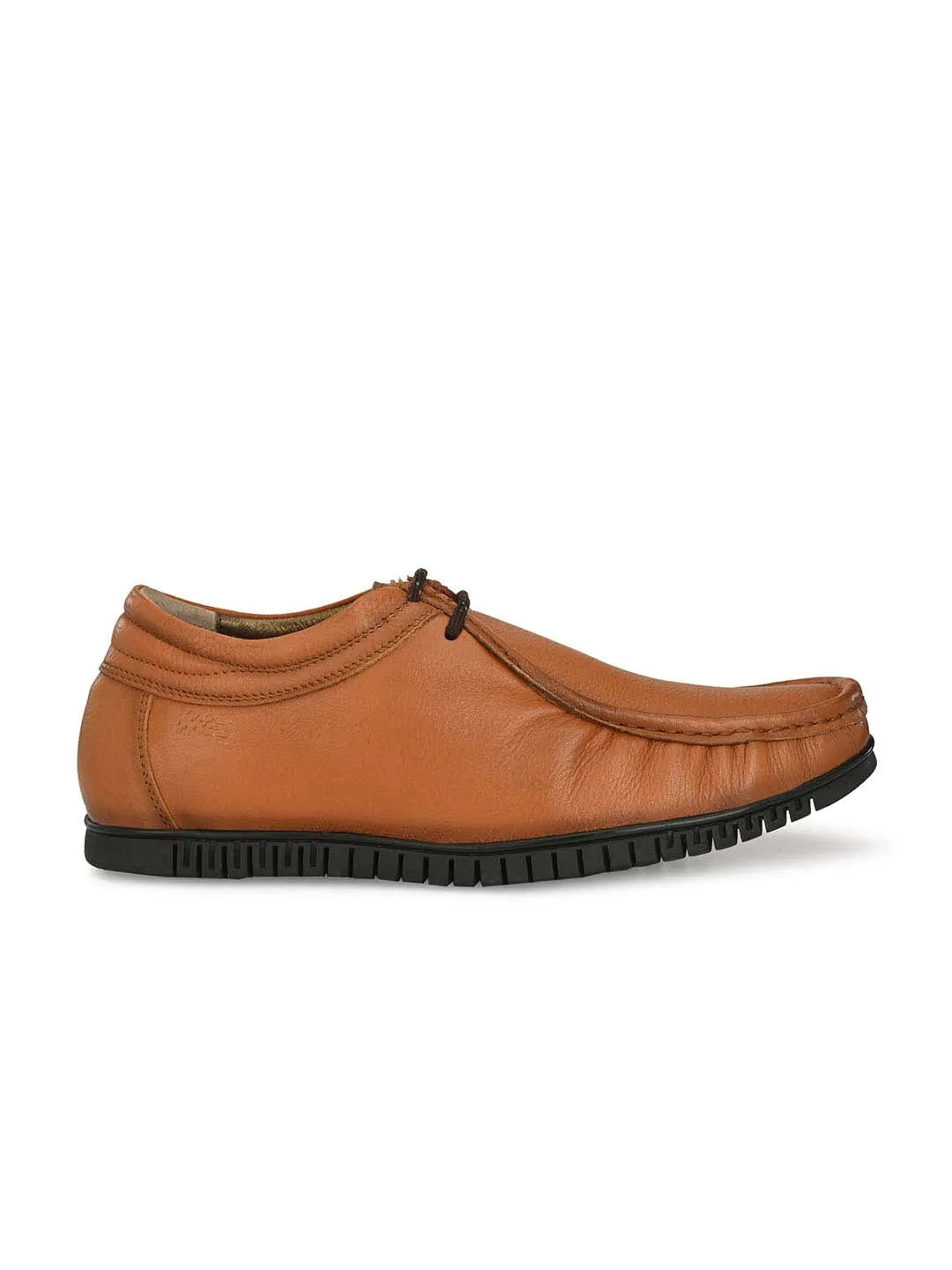 Hitz Men's Tan Leather Derby Comfort Shoes
