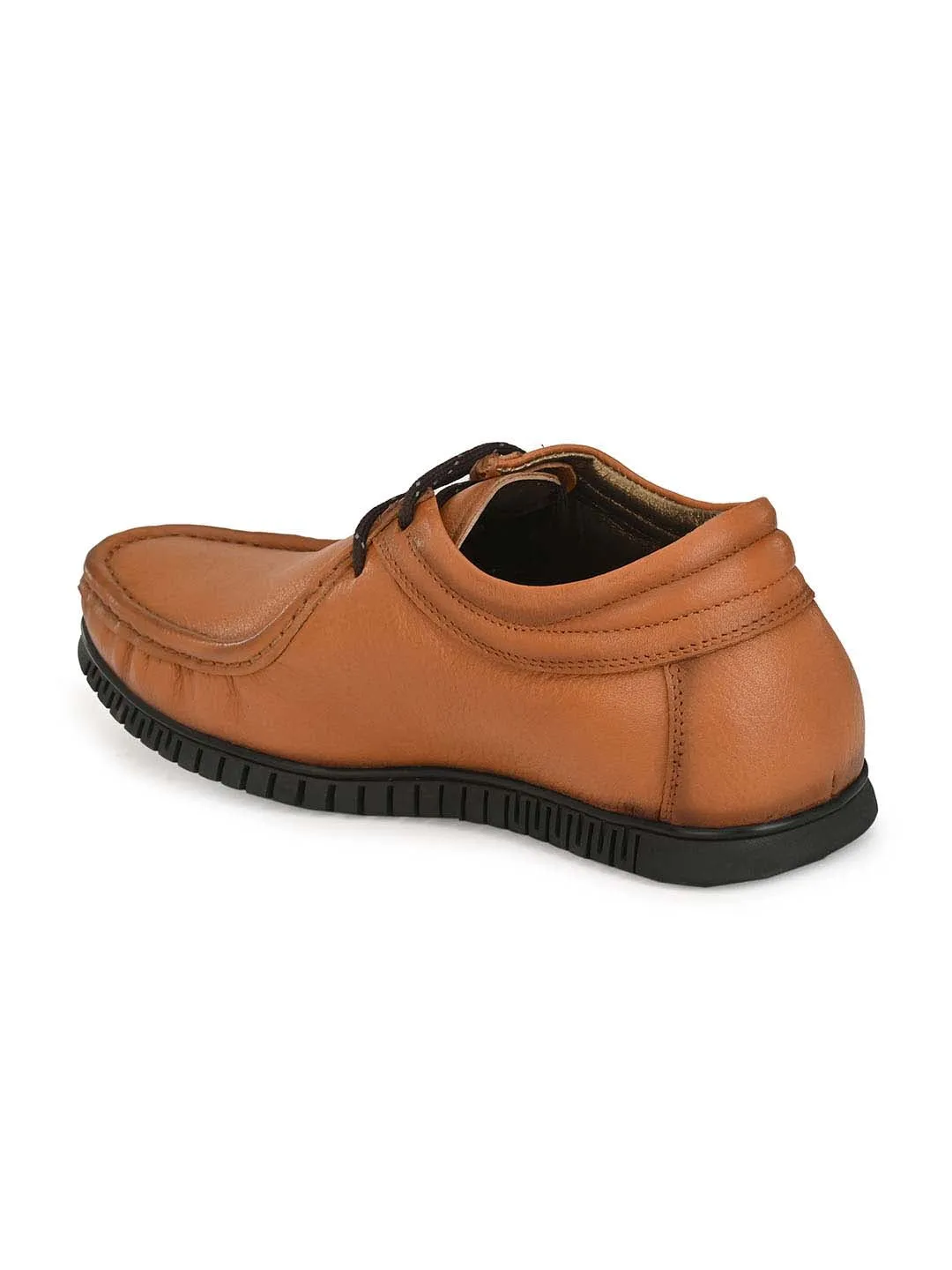 Hitz Men's Tan Leather Derby Comfort Shoes