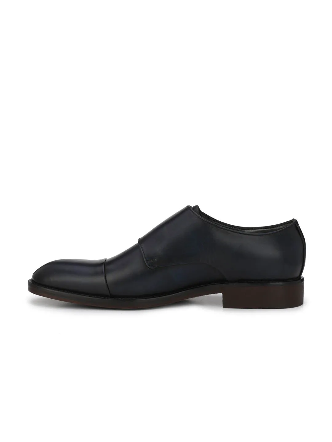 HITZ3001 Men's Blue Leather Formal  Buckle Shoes