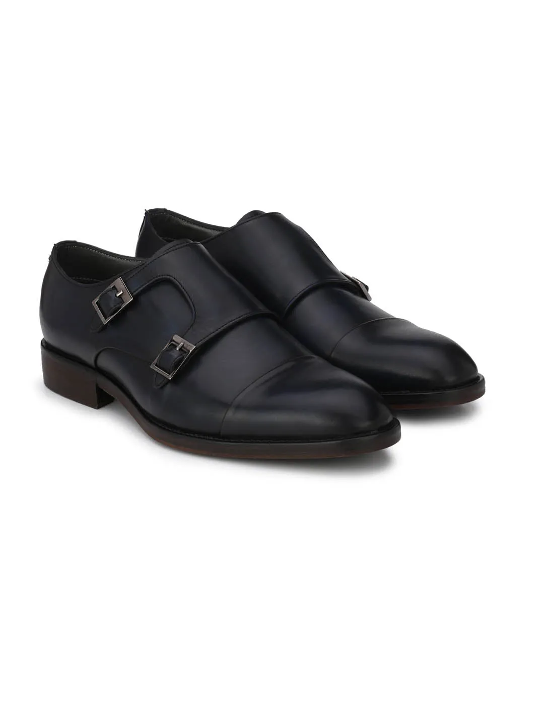 HITZ3001 Men's Blue Leather Formal  Buckle Shoes