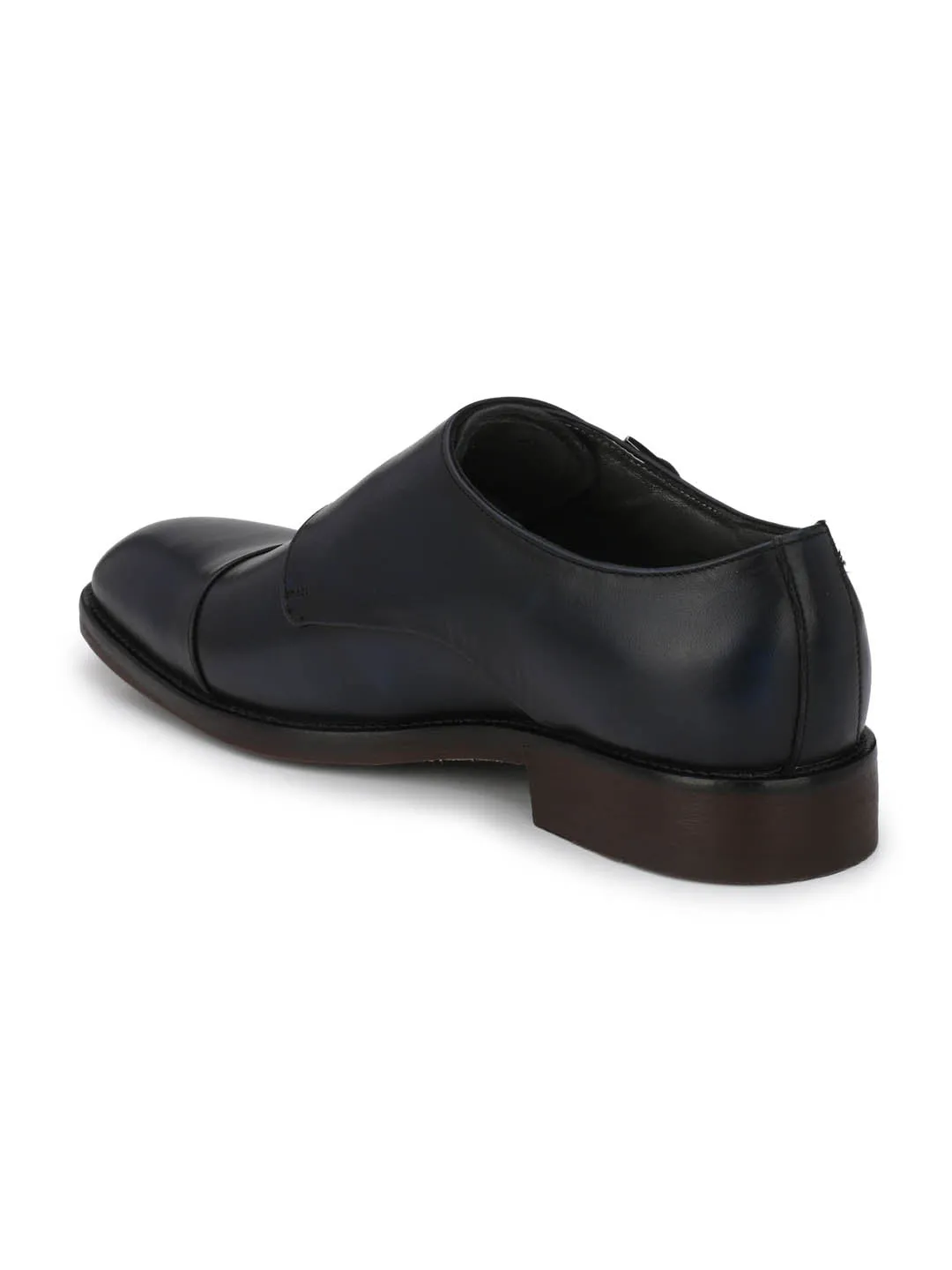 HITZ3001 Men's Blue Leather Formal  Buckle Shoes