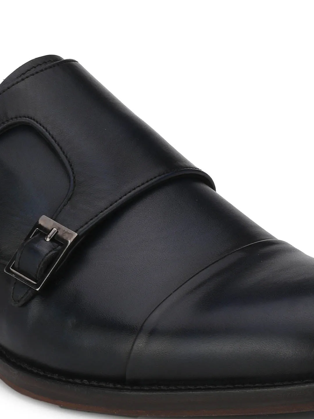 HITZ3001 Men's Blue Leather Formal  Buckle Shoes