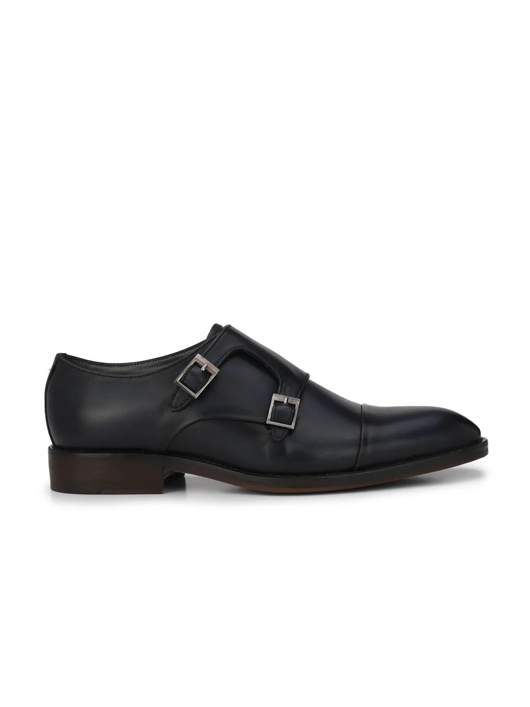 HITZ3001 Men's Blue Leather Formal  Buckle Shoes