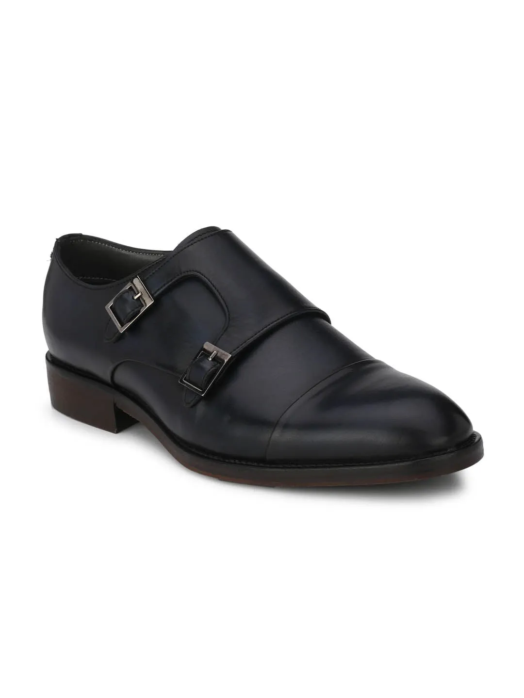 HITZ3001 Men's Blue Leather Formal  Buckle Shoes