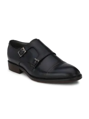 HITZ3001 Men's Blue Leather Formal  Buckle Shoes