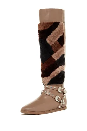 Ivy Kirzhner Husky TARTUFO Tapue Genuine Shearling Patchwork Chik Ridng Boots