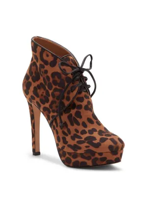 Jessica Simpson RIENE Mid Calf Boot Natural Leopard Lace Up Booties