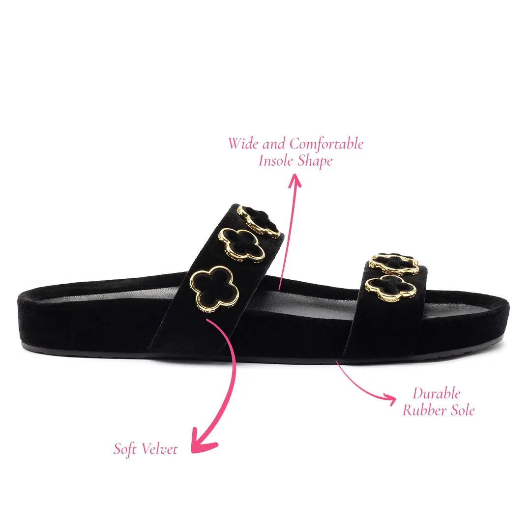 Larroude Milan Piccolo Slide In Black Velvet