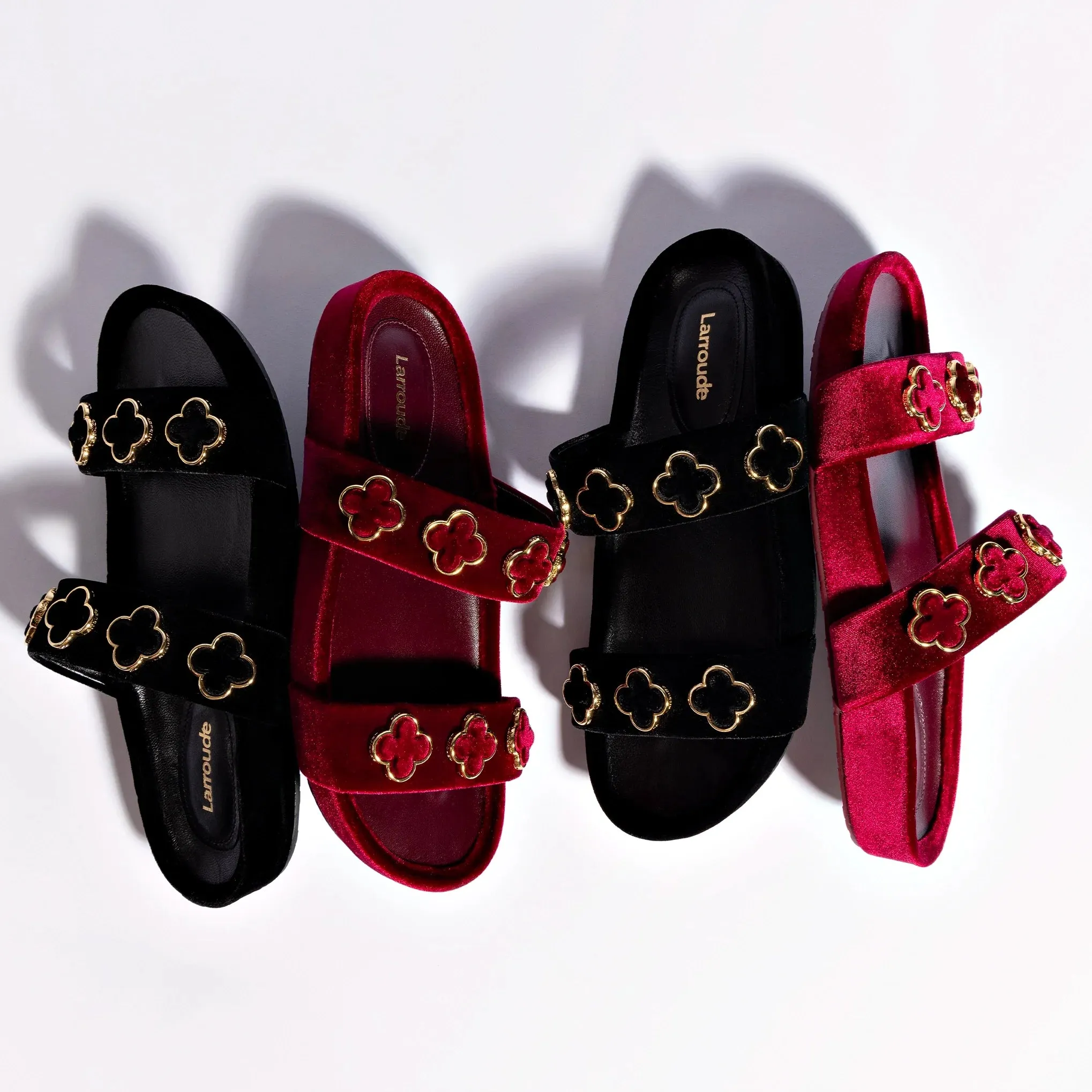 Larroude Milan Piccolo Slide In Black Velvet