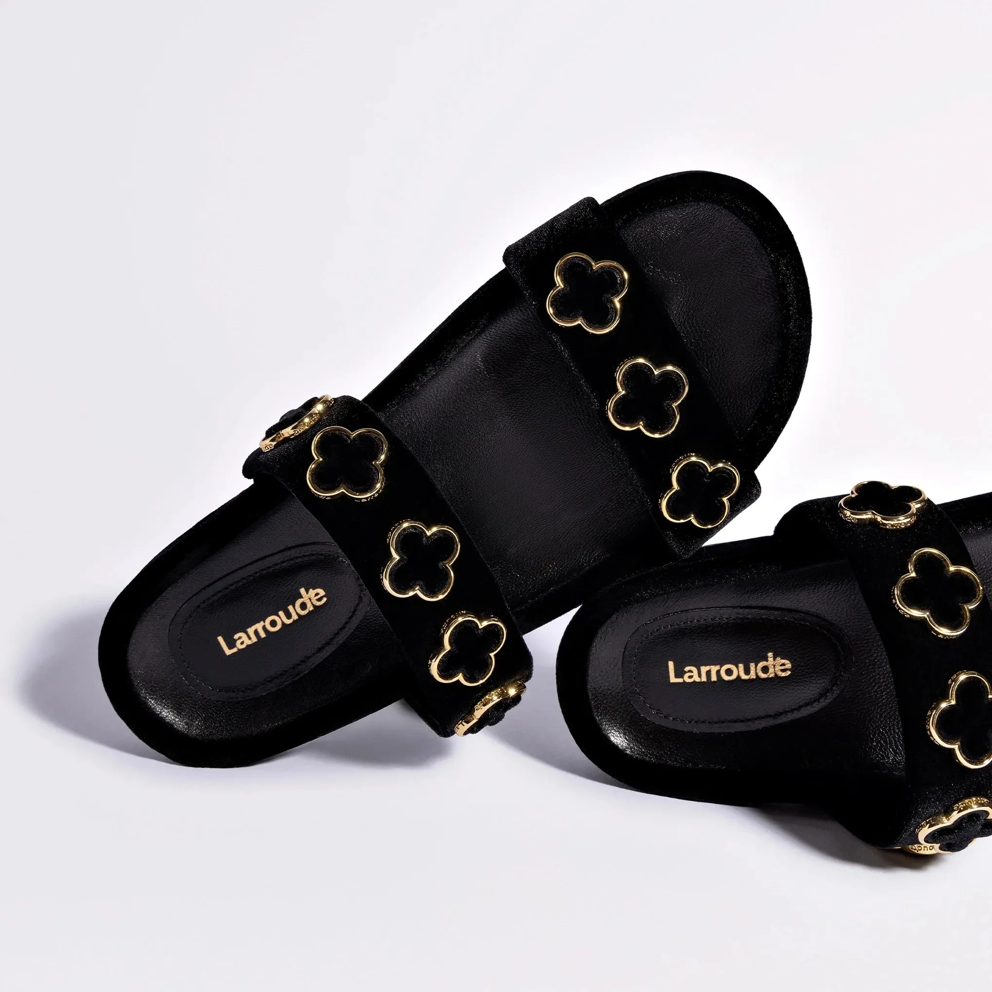 Larroude Milan Piccolo Slide In Black Velvet