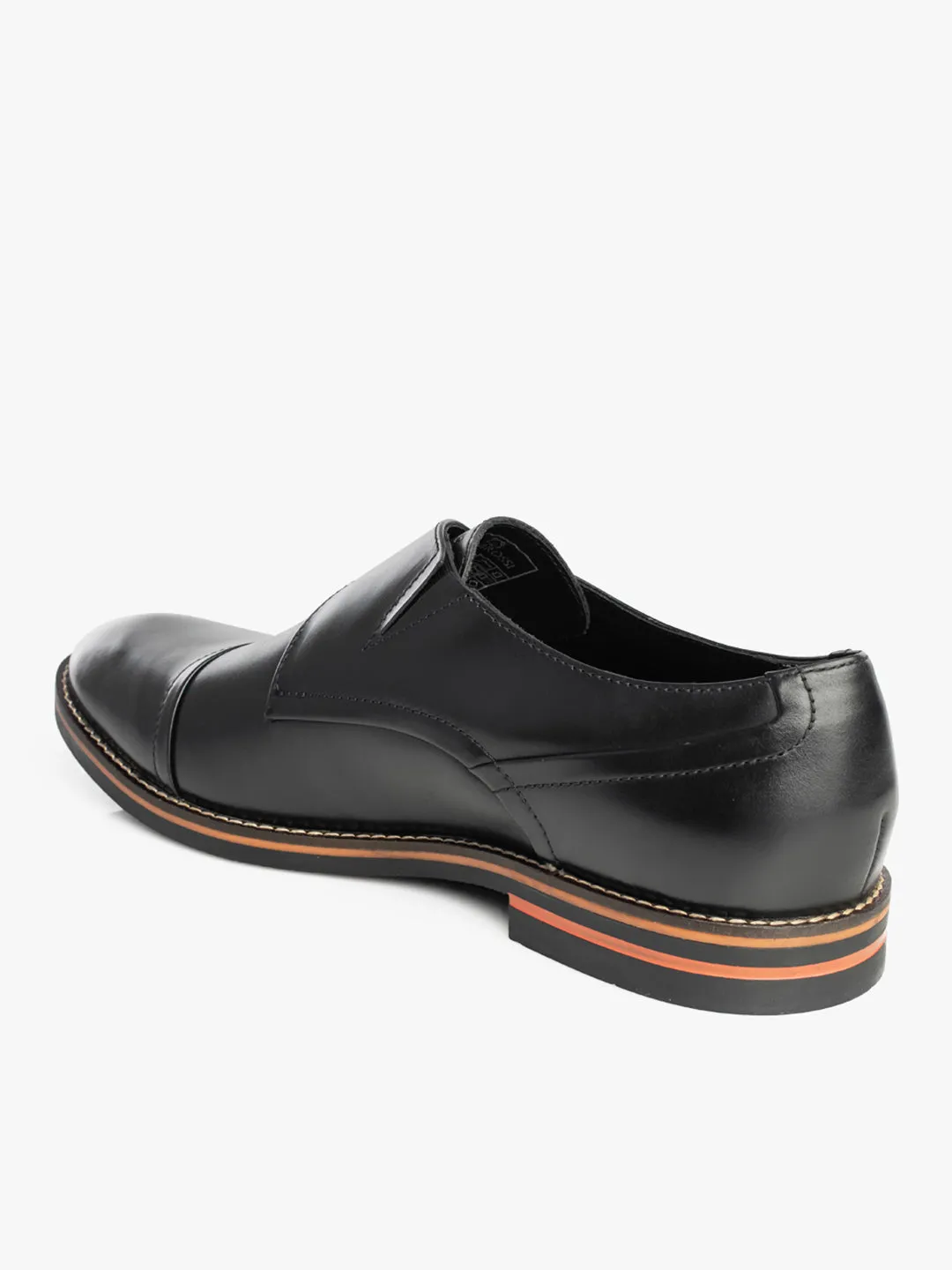 Men Black Solid Formal Monk Shoes