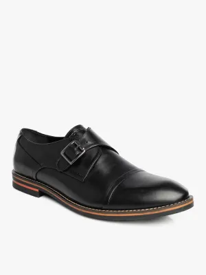 Men Black Solid Formal Monk Shoes