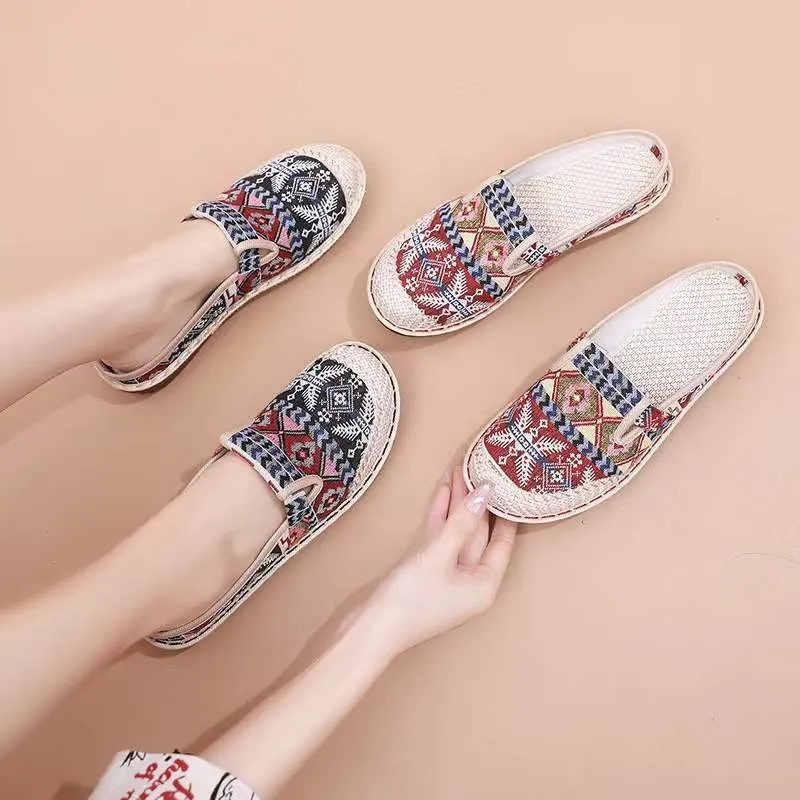 New cloth shoes straw woven casual ethnic style