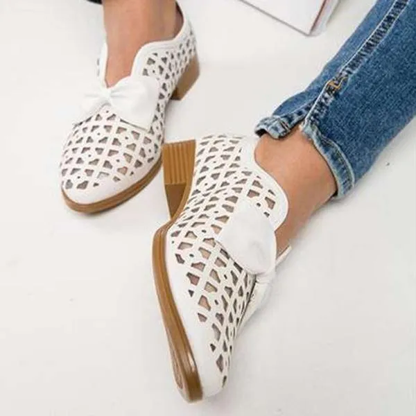 New Fashion Bowtie Pointed Flat Shoes Women