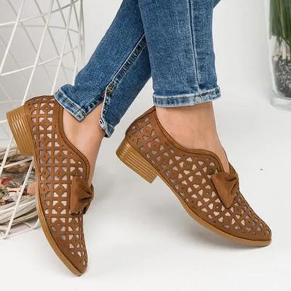 New Fashion Bowtie Pointed Flat Shoes Women