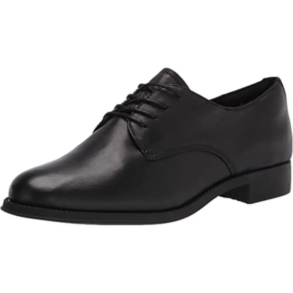 Rania Black Leather Easy Spirit Oxford Flats