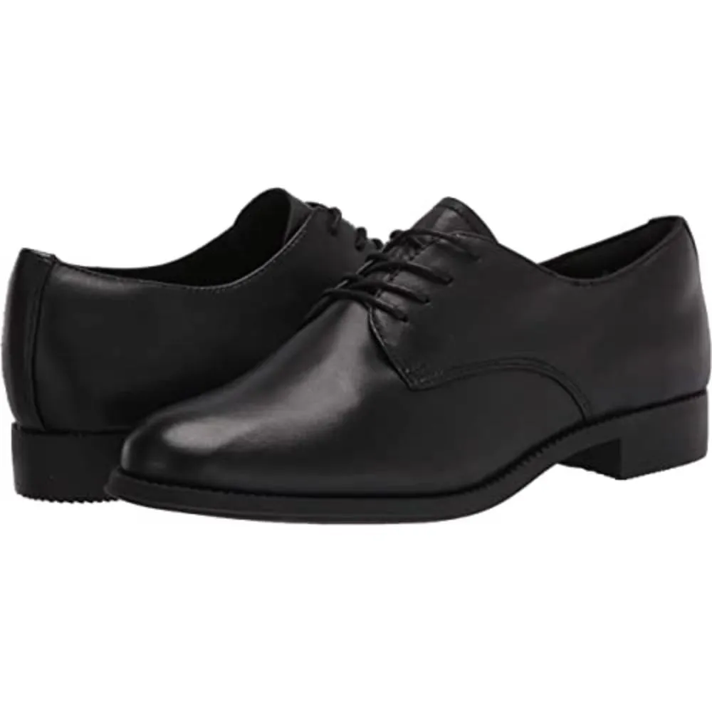 Rania Black Leather Easy Spirit Oxford Flats