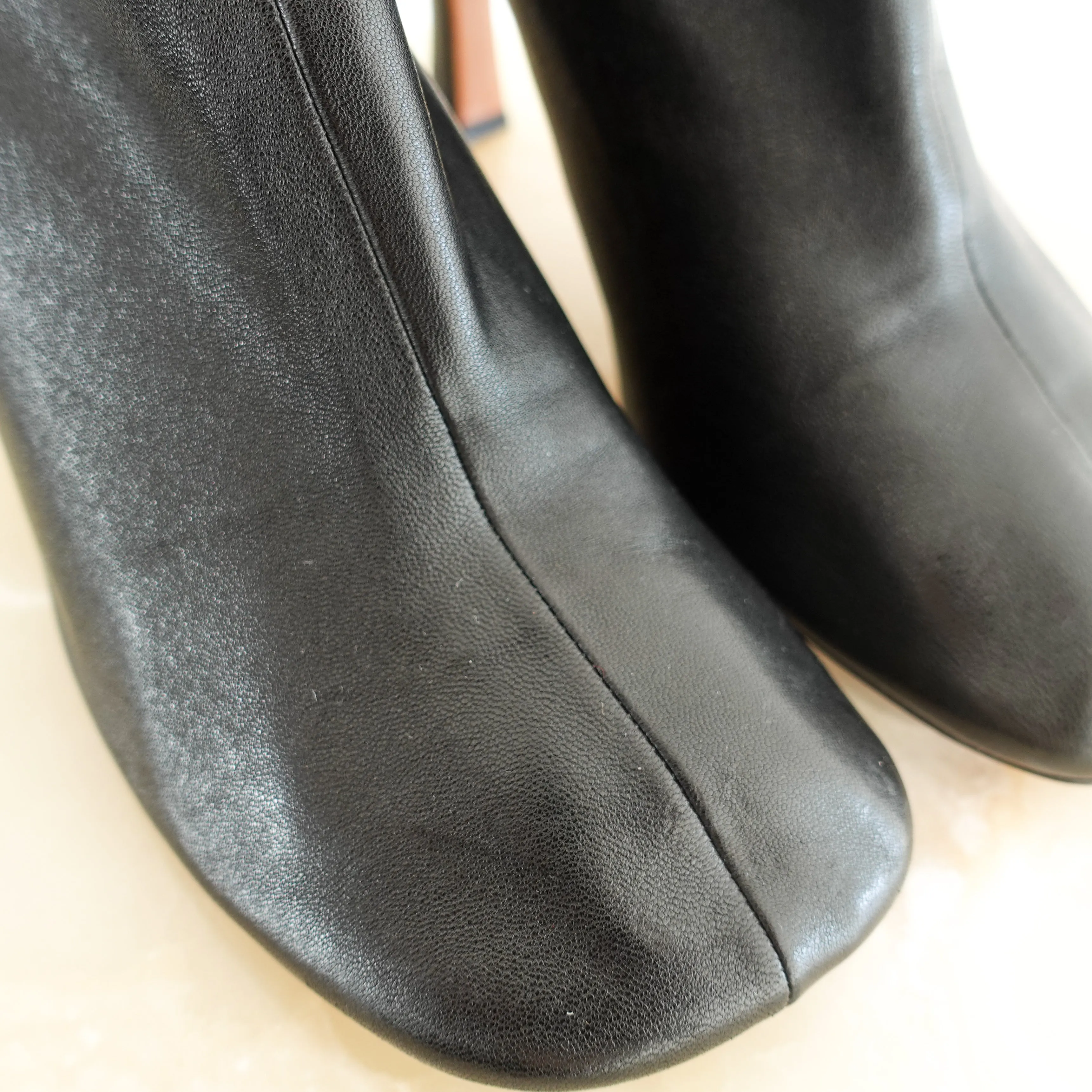 Smooth square leather boots RRP £350