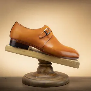 Tan Glossed Single Monk Straps