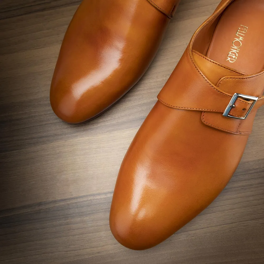 Tan Glossed Single Monk Straps