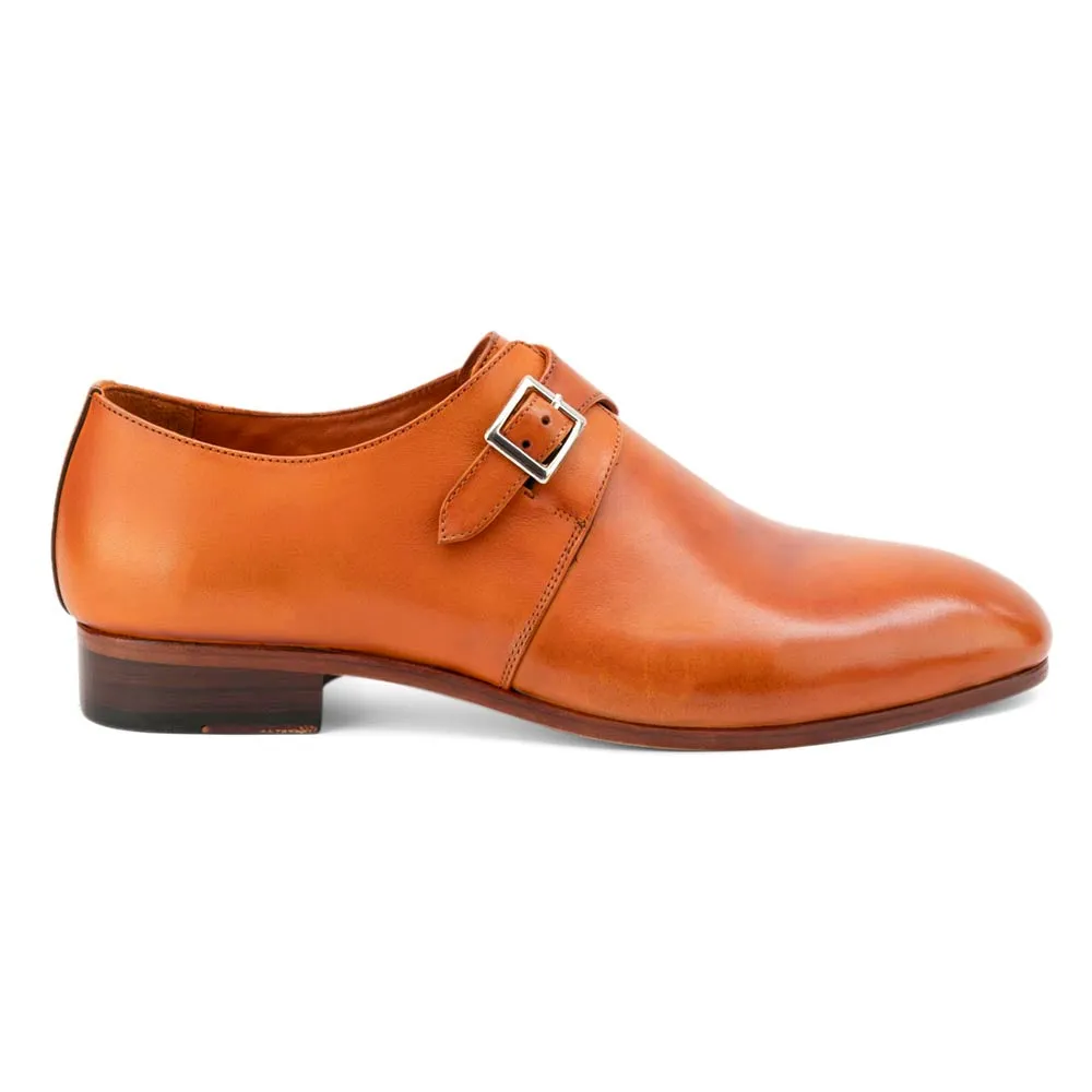 Tan Glossed Single Monk Straps