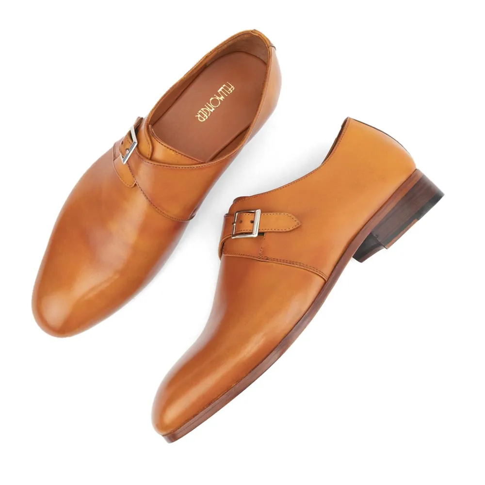 Tan Glossed Single Monk Straps