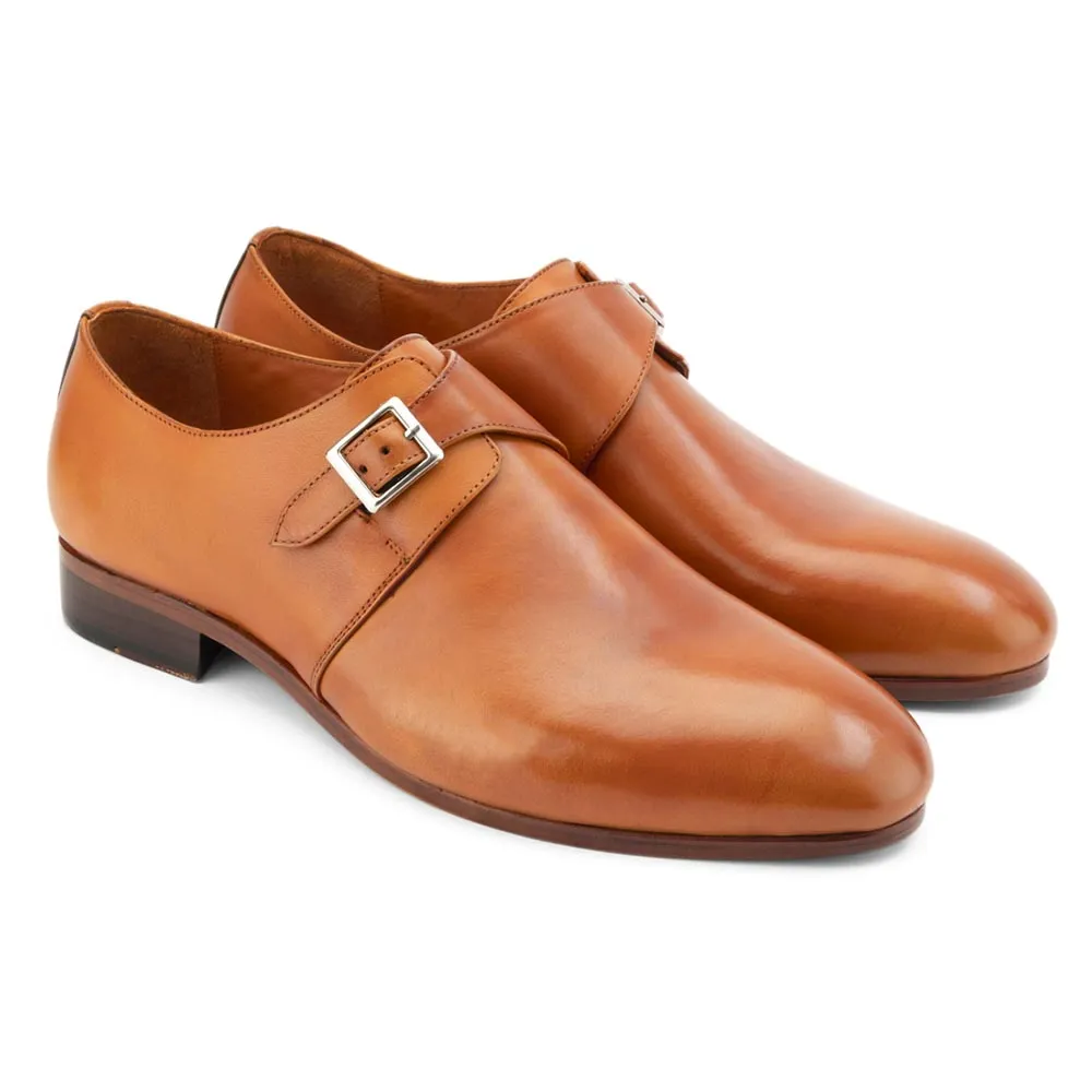 Tan Glossed Single Monk Straps