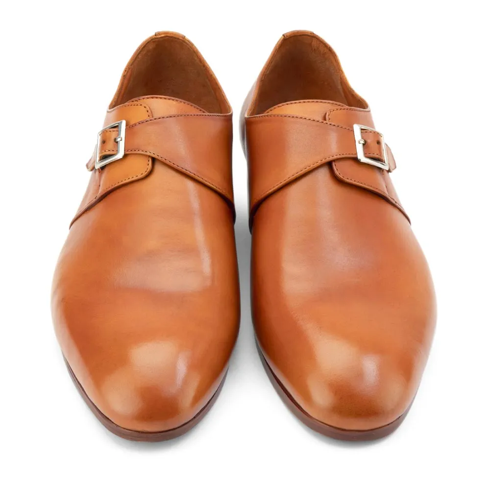 Tan Glossed Single Monk Straps