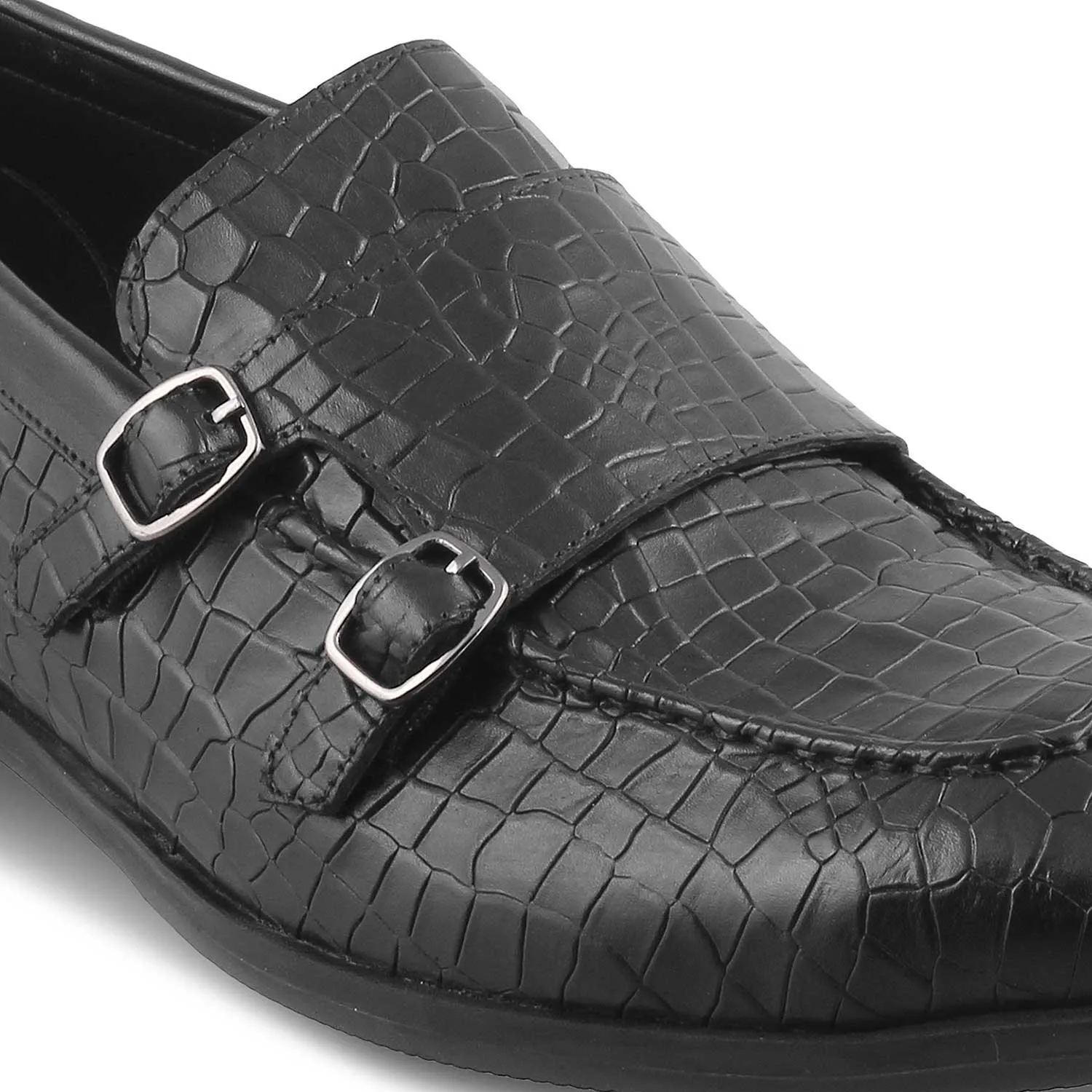 The Cliz Black Men's Double Monk Shoes Tresmode