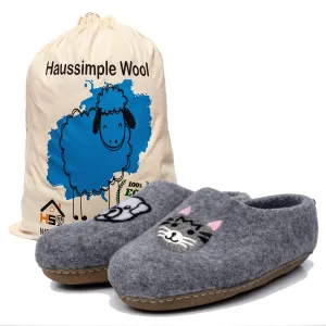 Unisex Wool Slippers Cozy Winter Footwear for Men & Women Cat Dog Print