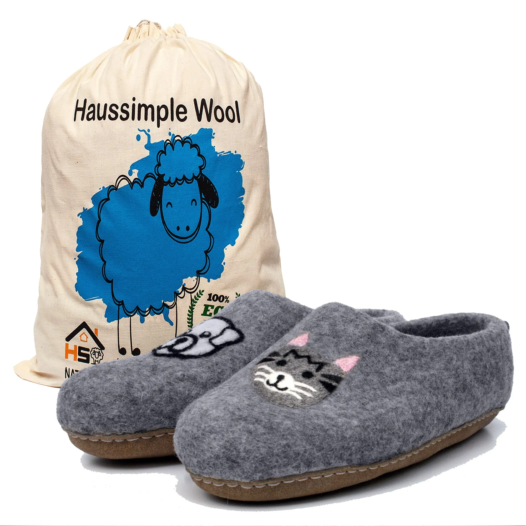 Unisex Wool Slippers Cozy Winter Footwear for Men & Women Cat Dog Print