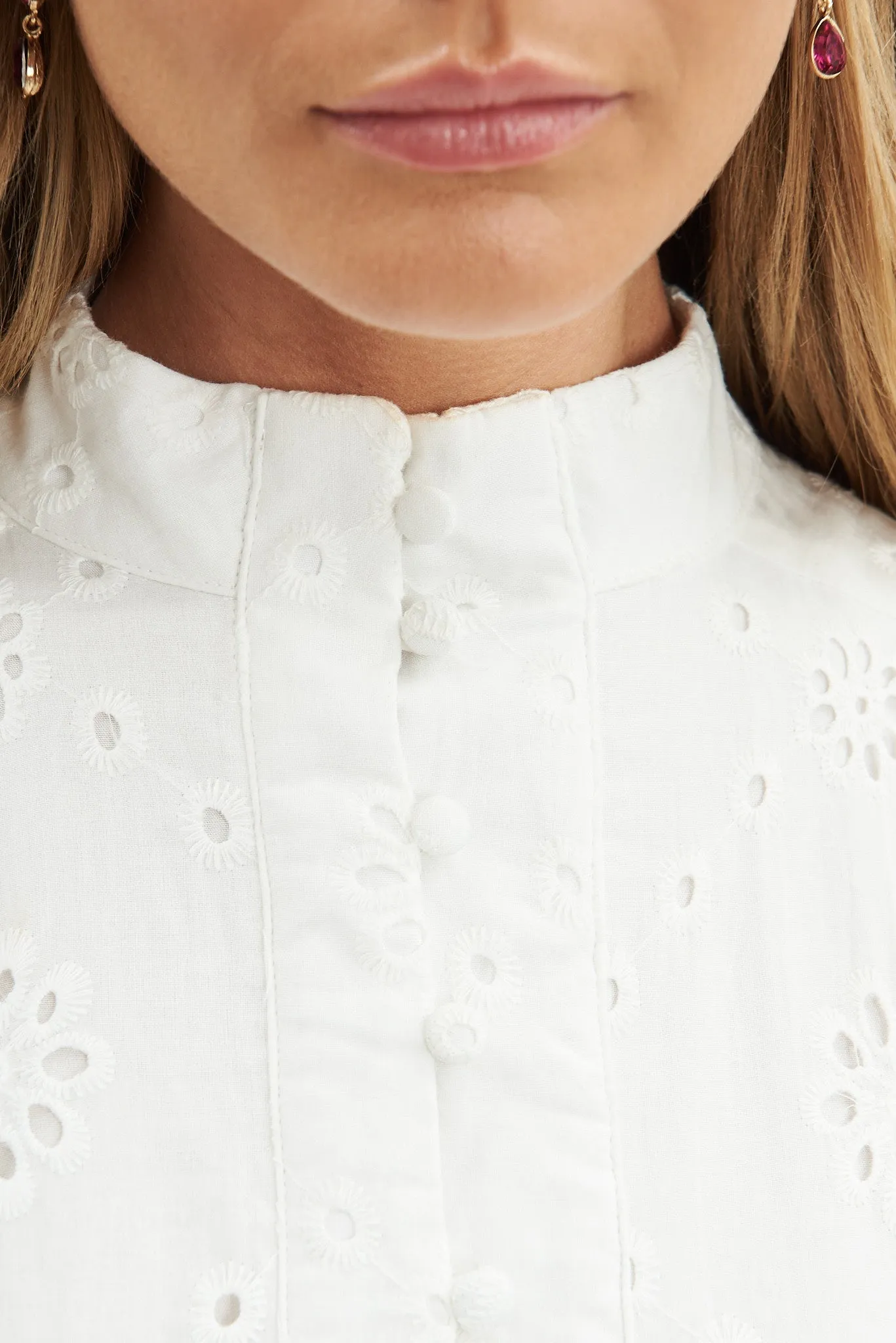 White Cotton Broderie Prudence Blouse