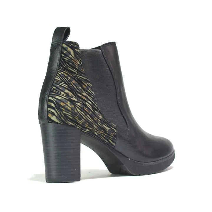 Women Chelsea Boots with Heel Black PU